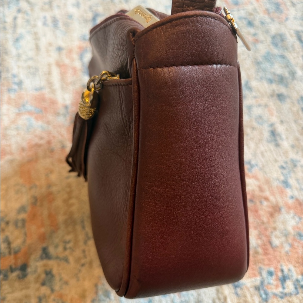 Tignanello Deep Burgundy Leather Crossbody with Tassel - Picture 13 of 14